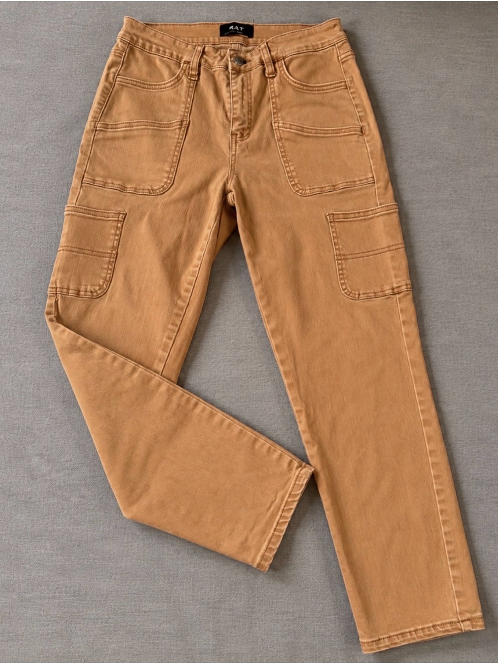 OAT New York Cargo Pants Tan Brown Utility Ankle Straight Leg Size 27